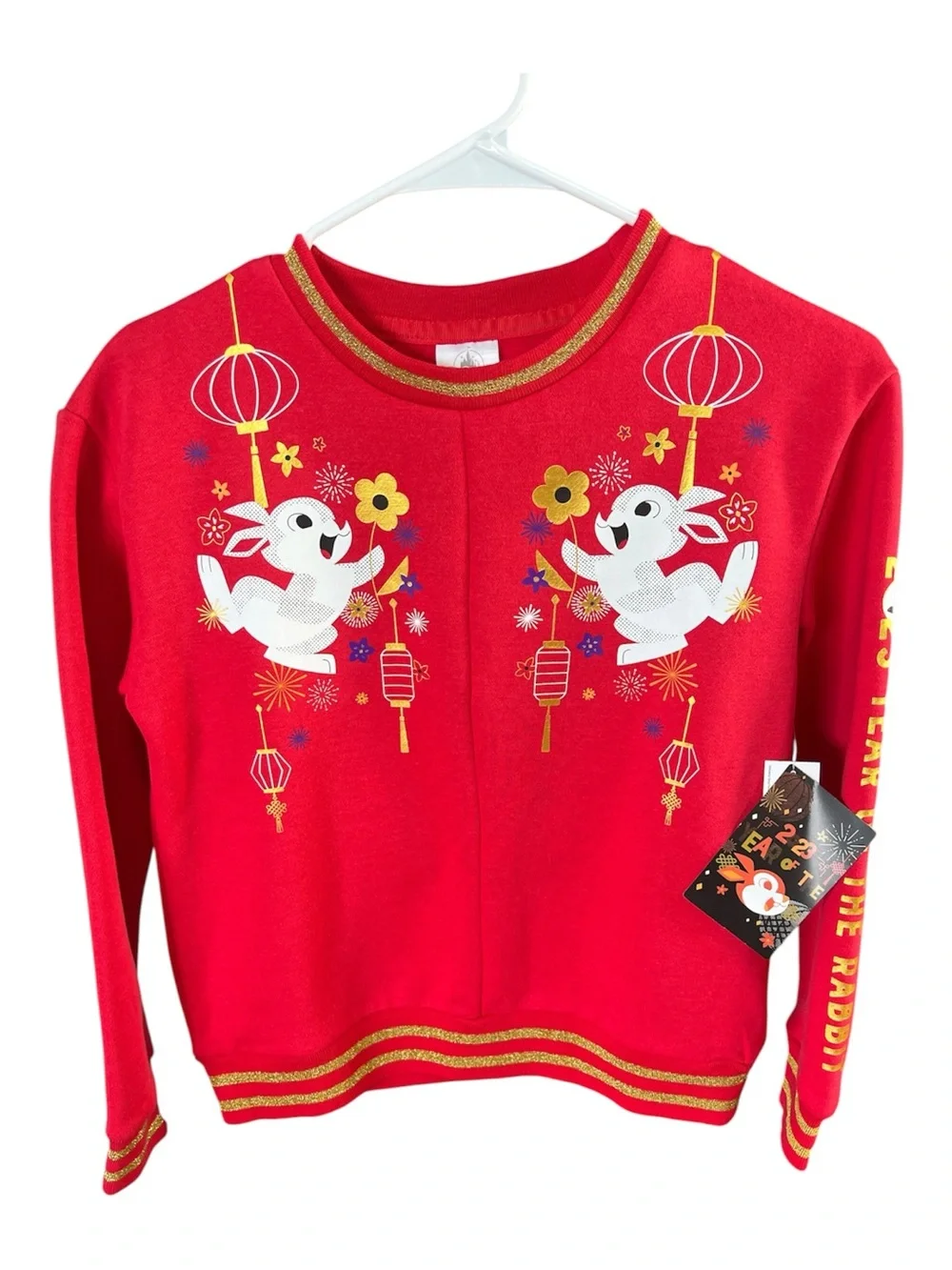 2. NWT Disney Lunar New Year Thumper Red Gold Pullover Sweatshirt Girls Size L